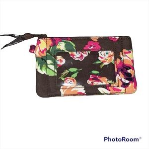 Vera Bradley English Rose Zip ID Case – Floral Small Wallet / Coin Purse